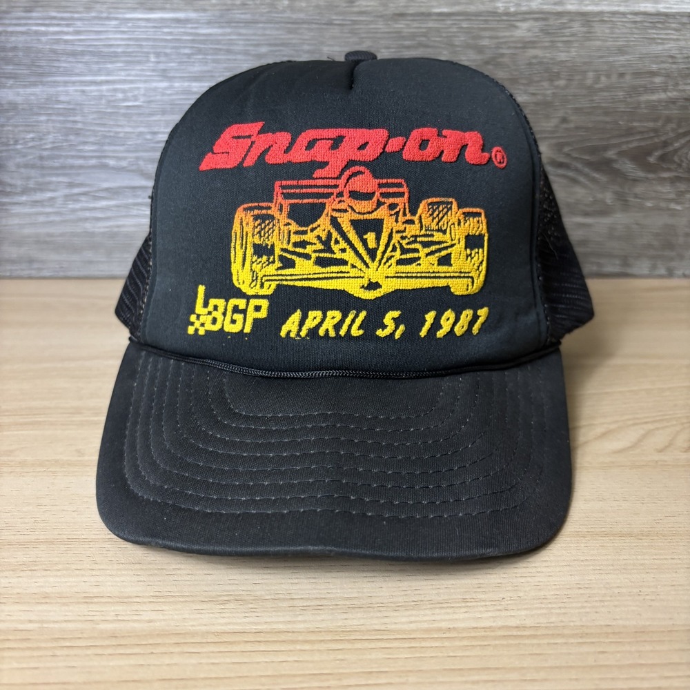 VINTAGE Snap-On Hat Cap Snap Back Mesh Trucker Racing LBGP Mens 80s